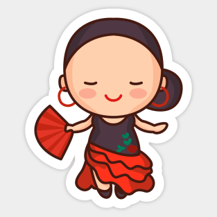 Cute Flamenco Dancer in Traditional Dress Sticker